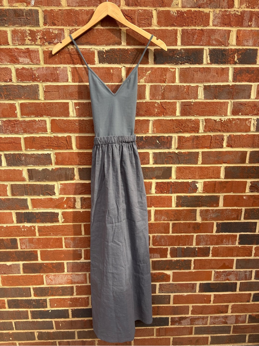 Theory Gray V-Neck Spaghetti-Strap Maxi Dress